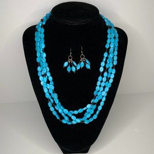 Blue & Black Necklace and Earrings Set